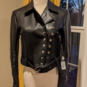 Pinko leather biker jacket 40/4 New